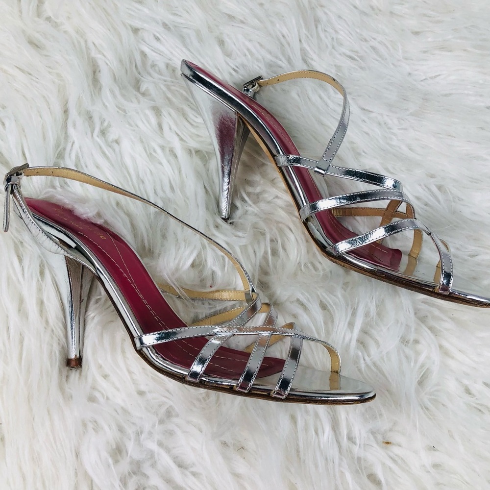 Kate Spade silver strappy heeled sandals